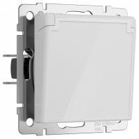 Розетка влагозащищенная с заземлением и со шторками без рамки с крышкой Werkel белый акрил W1171241