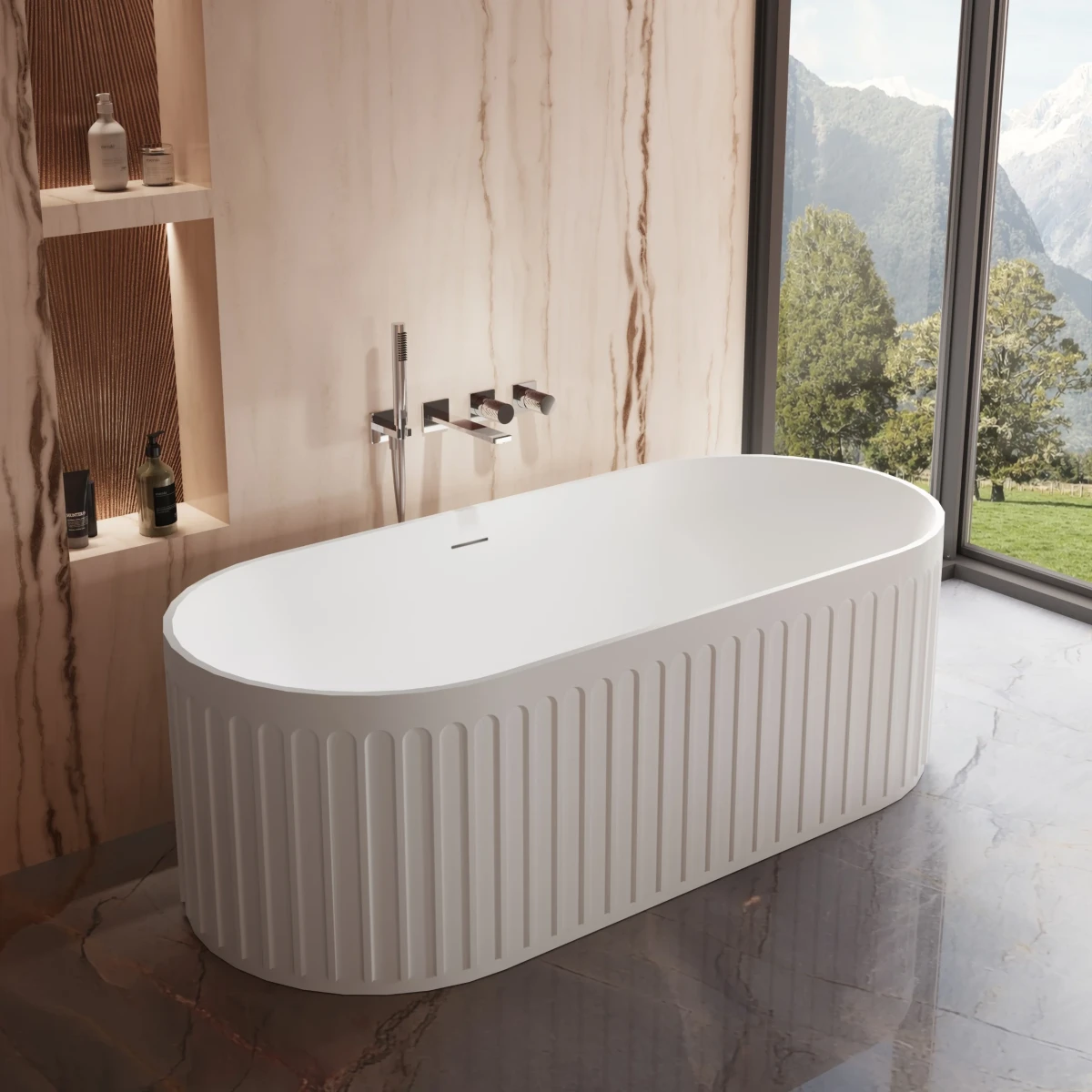 Ванна из литьевого мрамора Vincea Solid Surface VBT-4S09MW 170x75 см, отдельностоящая, белый матовый
