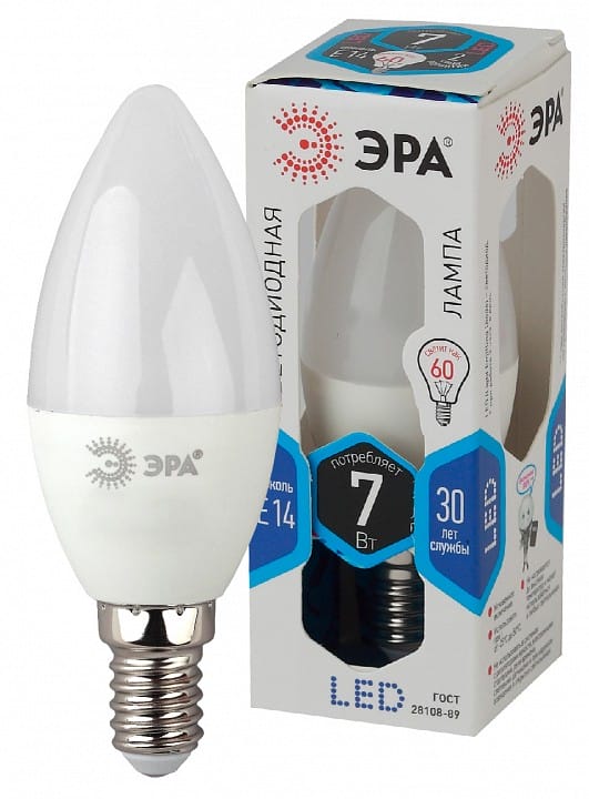 Лампа светодиодная Эра Стандарт E14 7Вт 4000K LED B35-7W-840-E14