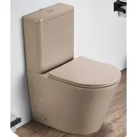 Унитаз-компакт CeramaLux 2179XMC безободковый, с сиденьем микролифт, капучино матовый