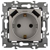 Розетка с заземлением и со шторкой и 2хUSB, без рамки Эра Эра 12 12-4109-16