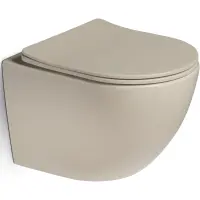 Унитаз подвесной SantiLine SL-5101 безободковый, с сиденьем микролифт, бежевый матовый