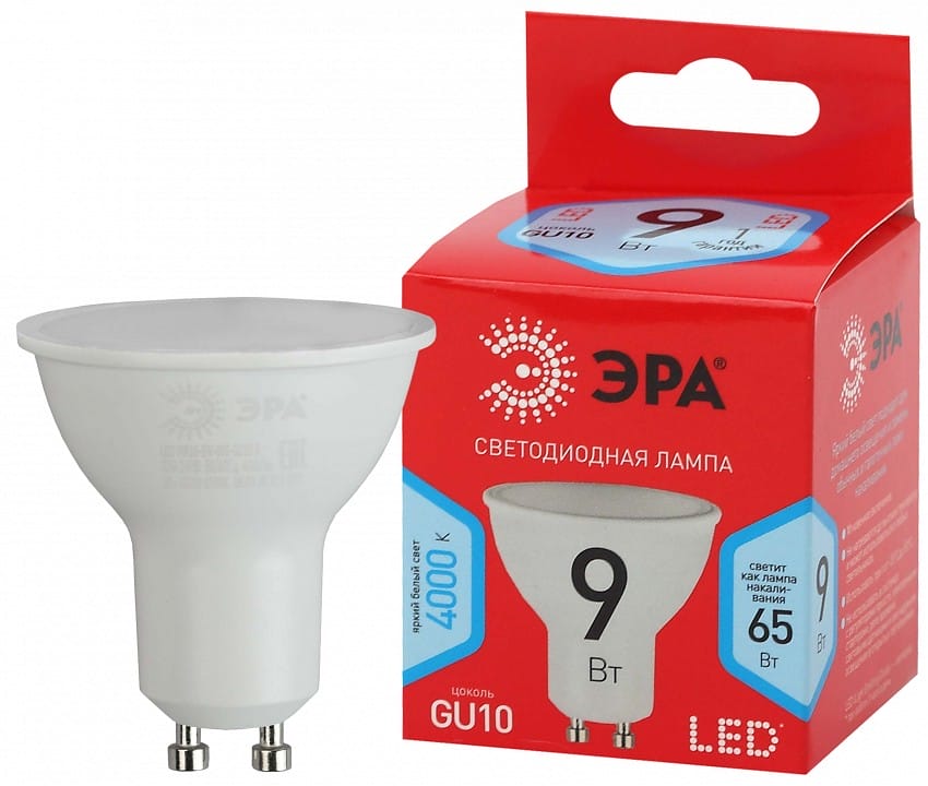 Лампа светодиодная Эра  GU10 9Вт 4000K LED MR16-9W-840-GU10 R