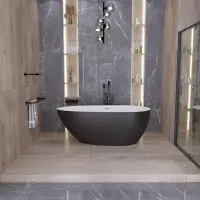 Акриловая ванна Grossman Fly GR-1103MB 160x80 см, отдельностоящая, черный матовый/белый