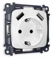 Розетка с заземлением и 2хUSB type A без рамки Ambrella Volt Quant MO129010