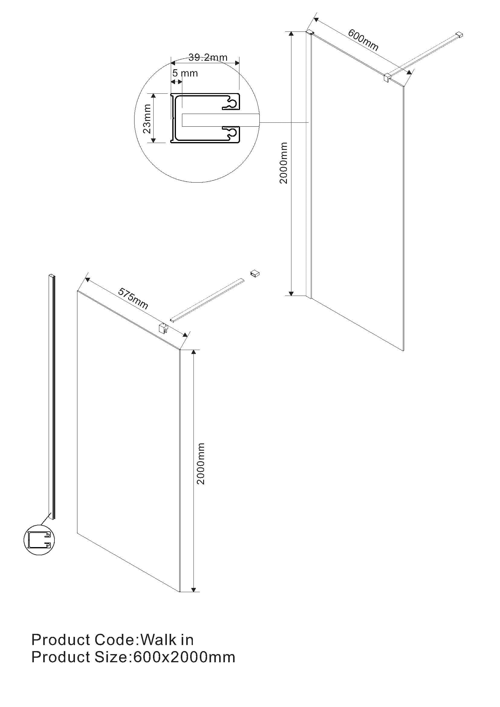 Душевая перегородка Vincea Walk in 60 VSW-1H600CL хром