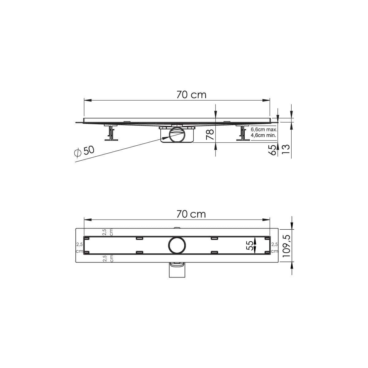Душевой лоток Vincea Say Almira Jasmin 70 см 605.70.P.DUZ