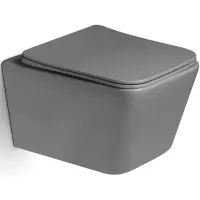 Унитаз подвесной SantiLine SL-5007MG безободковый, с сиденьем микролифт, серый матовый