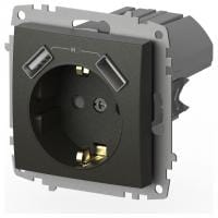 Розетка с заземлением и со шторкой и 2хUSB type A, без рамки Elbi Eleсtriс Zena Vega 609-011100-317