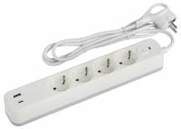 Удлинитель с выключателем Эра  USF-4es-1,5m-2xUSBAC-W