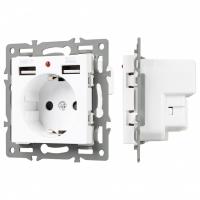 Розетка с заземлением и 2хUSB type A, без рамки Arlight SCT 043733