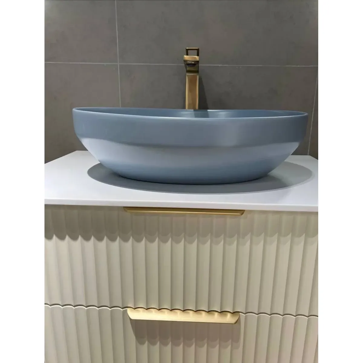 Раковина-чаша CeramaLux 78590MHL 50,2x36,3 см, накладная, голубой матовый