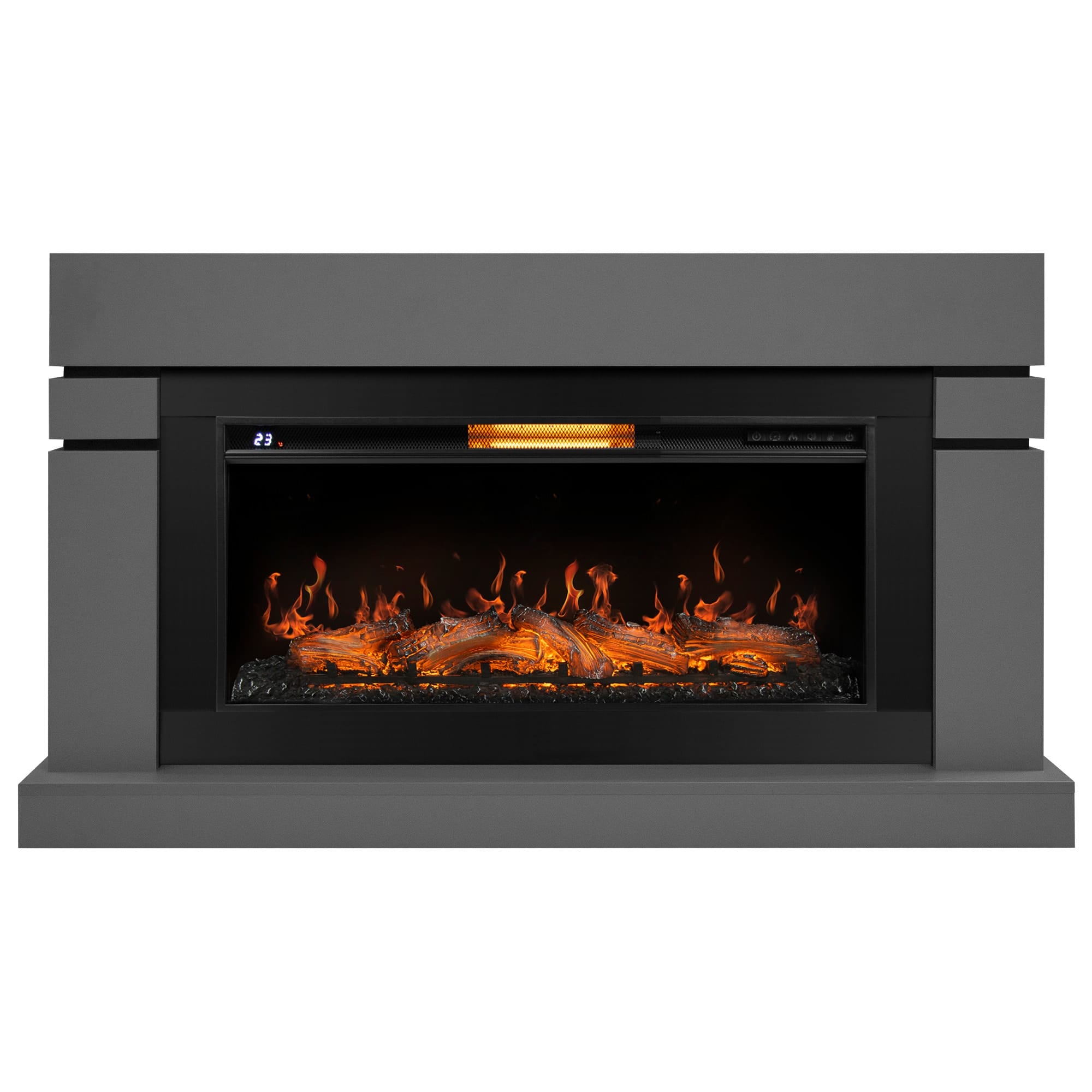 Каминокомплект: Очаг Royal Thermo Aurora RTFP/P-AR40LS, портал Lindos 42/40/36, светло-серый, р/в