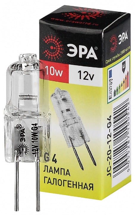 Лампа галогеновая Эра  G4 10Вт 3000K G4-JC-10W-12V