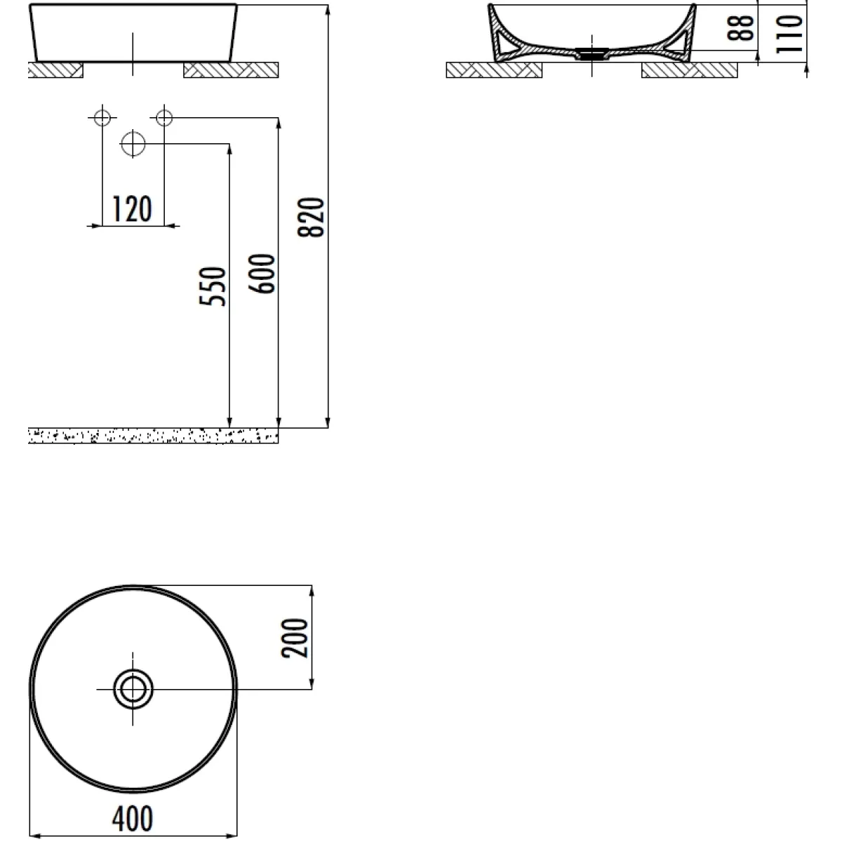 Раковина-чаша Creavit Ultra UL140-00CB00E-0000 40x40 см, накладная, белый