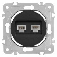 Розетка двойная RJ-11 и Ethernet RJ-45 без рамки Arte Milano am-202 202.44-1.black