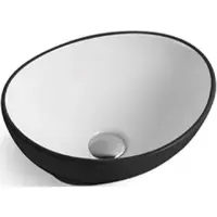 Раковина-чаша CeramaLux 7138BW 41,5x34,5 см, накладная, черный/белый