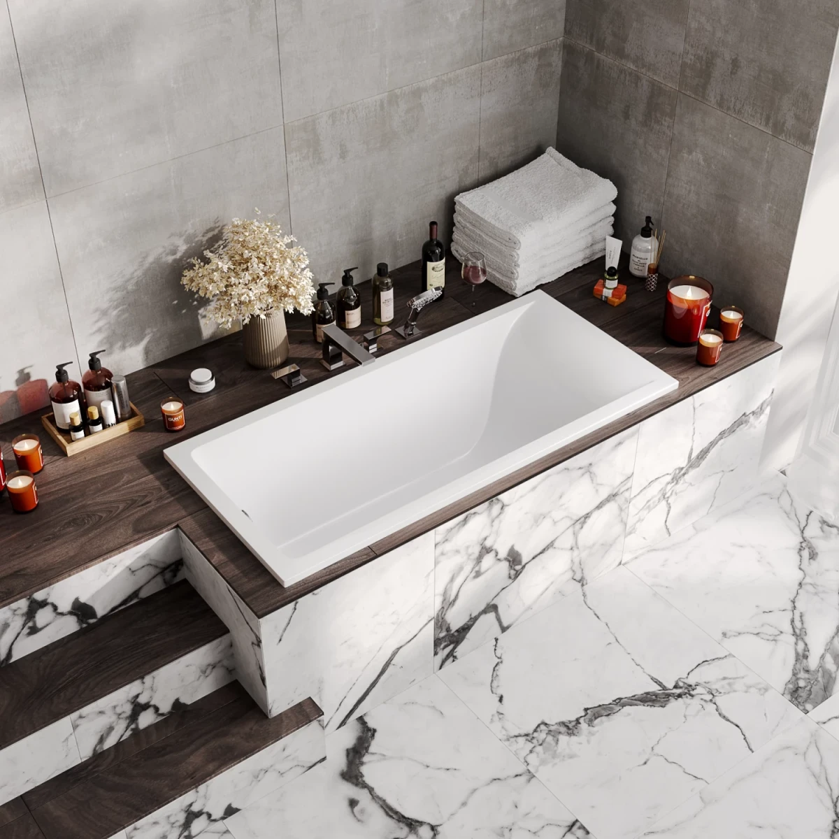 Ванна из литьевого мрамора Marmo Bagno Алесса New MB-ALN170-70 170x70 см, белый
