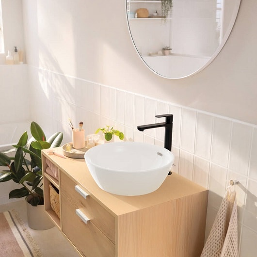 Смеситель для раковины hansgrohe Rebris S 72580670 со сливным гарнитуром черный матовый