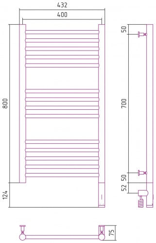 Электрический полотенцесушитель Сунержа Богема 3.0 прямая 800х400 00-5805-8040