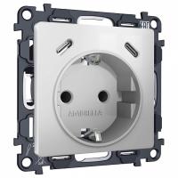 Розетка с заземлением и 2хUSB type C, без рамки Ambrella Volt ALFA MA410510