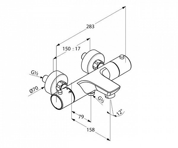 Смеситель для ванны Kludi Objekta Therm E 352010538