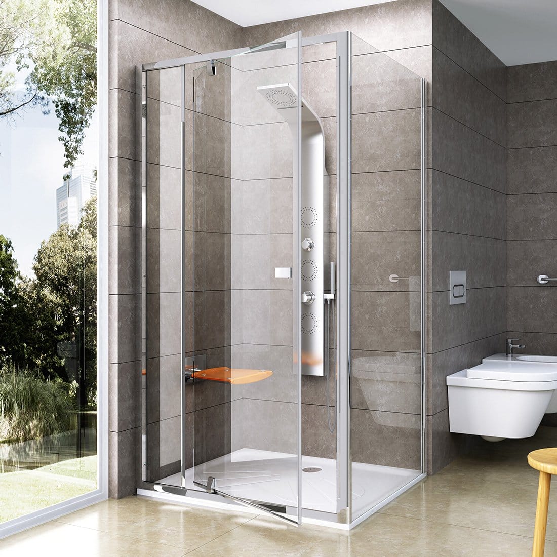 Душевая дверь Ravak Pivot PDOP2-110 03GD0C00Z1 блестящая+Transparent