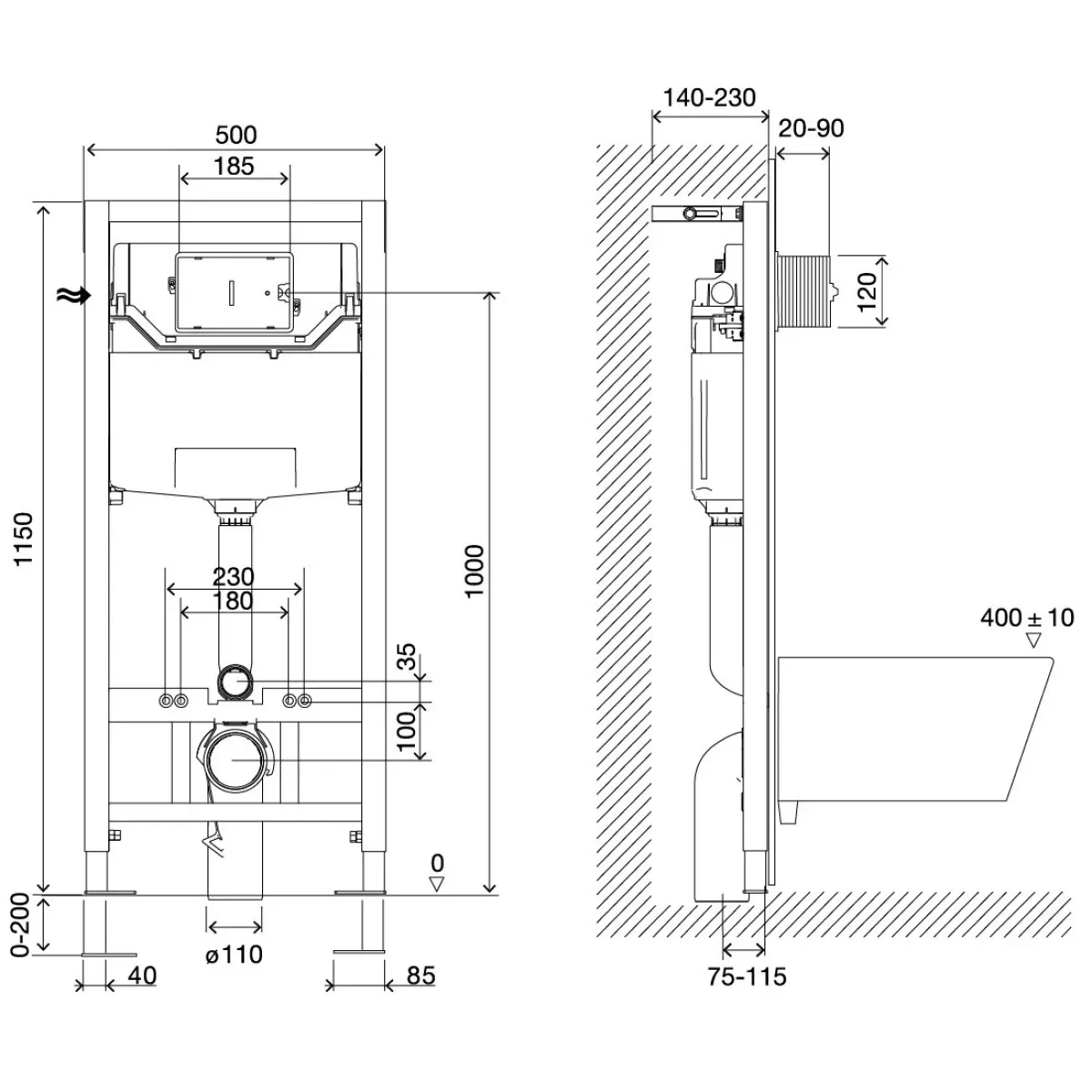 Инсталляция для унитаза Lemark Peneda Expert Bit 9812111 с кнопкой смыва, хром