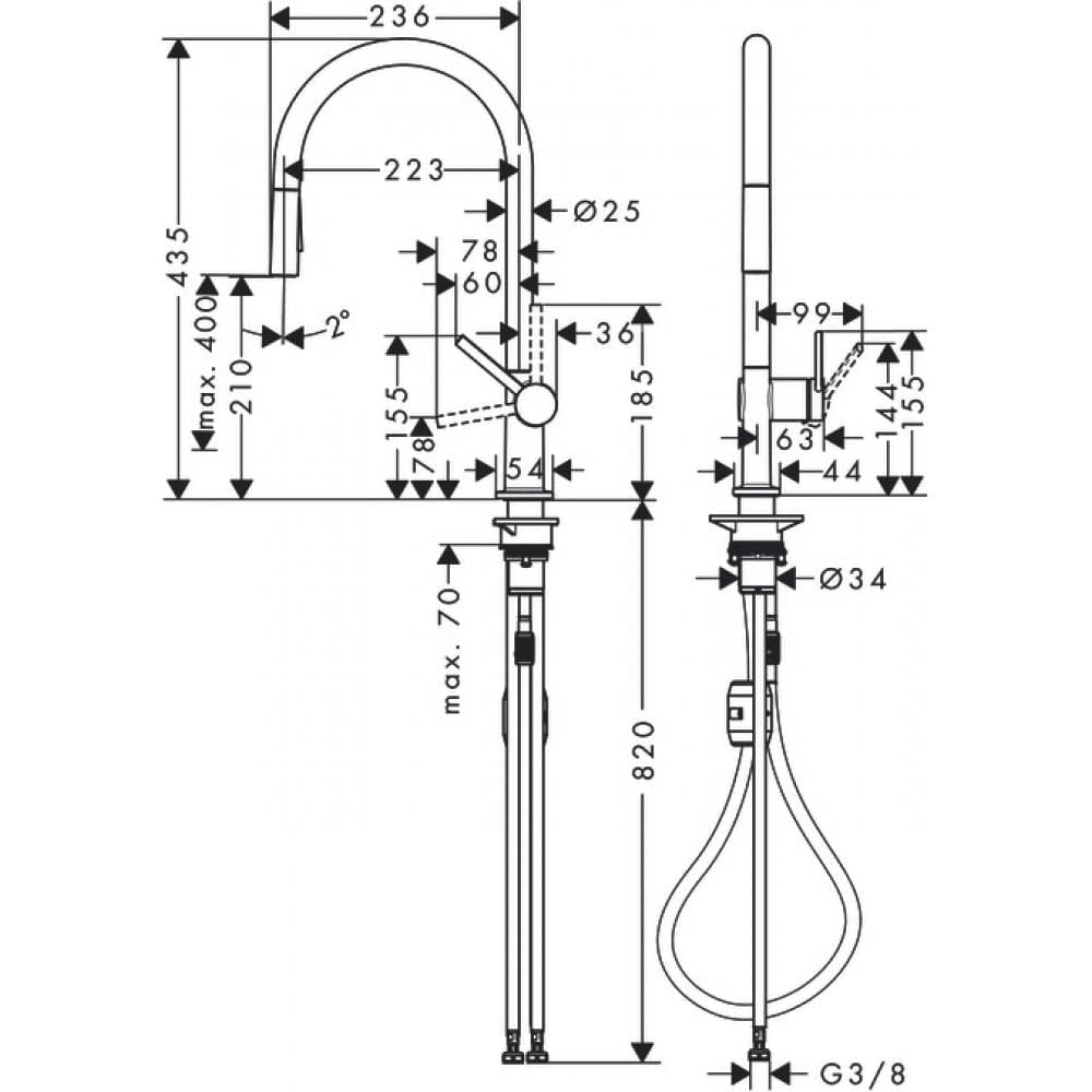 Смеситель для кухни hansgrohe Talis M54 72800000 с вытяжным душем