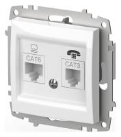 Розетка двойная RJ-12 и Ethernet RJ-45 без рамки Elbi Eleсtriс Zena Vega 609-015600-249