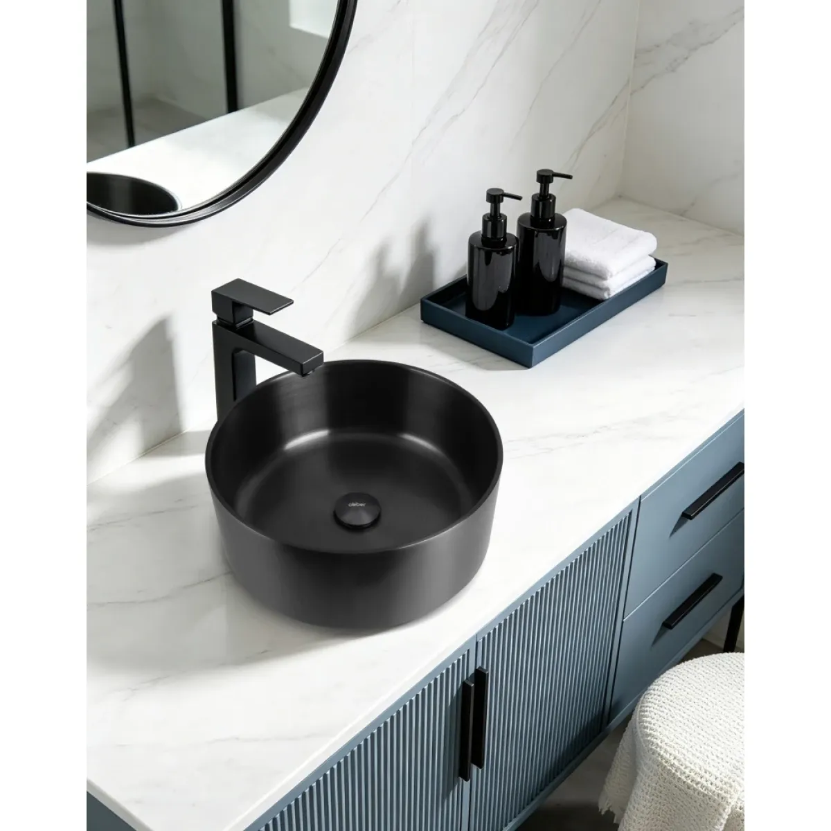 Раковина-чаша Abber Wasser Kreis AF2407MB 39,6x39,6 см, накладная, черный матовый