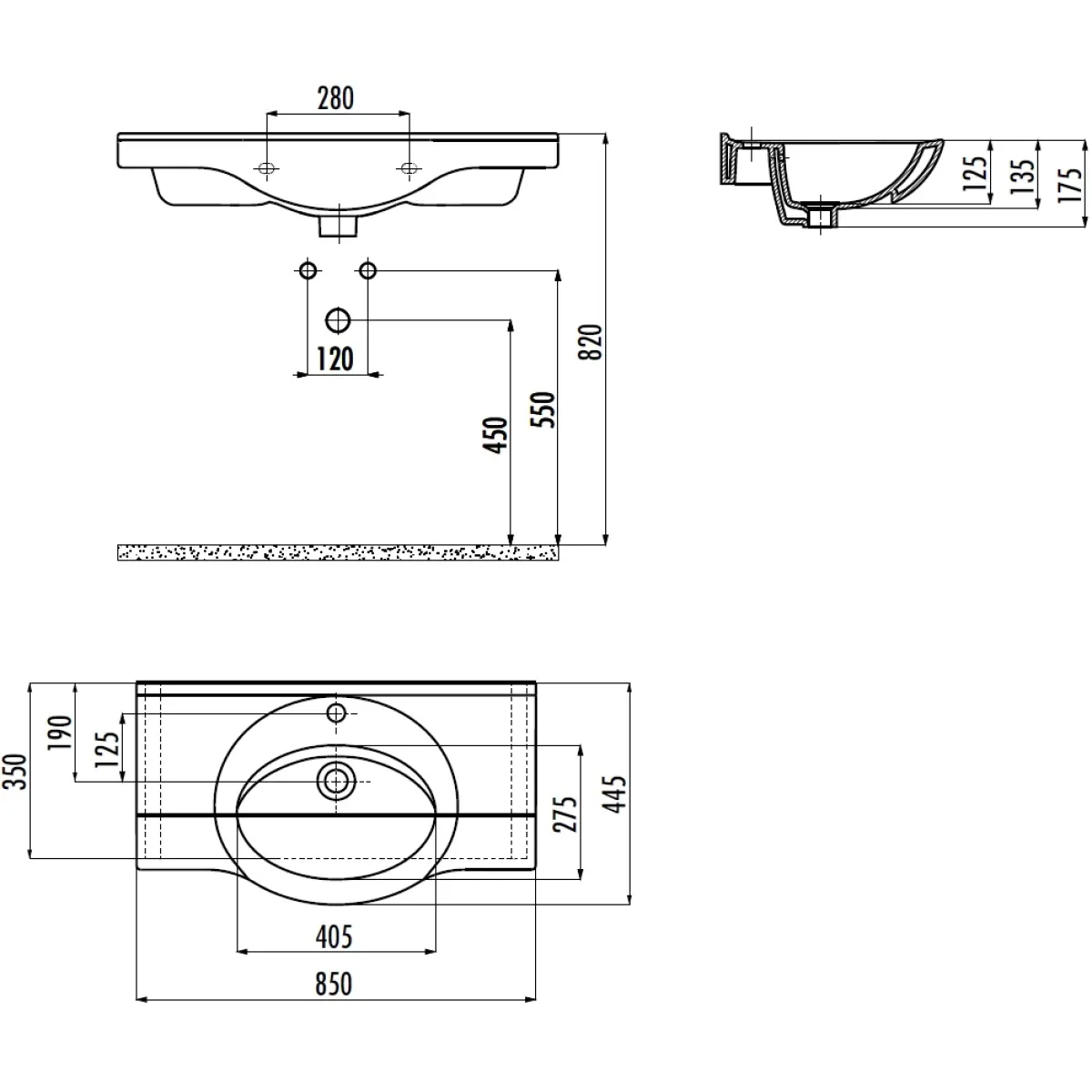 Раковина Creavit Etol ET185-00CB00E-0000 85x44,5 см, накладная, подвесная, белый