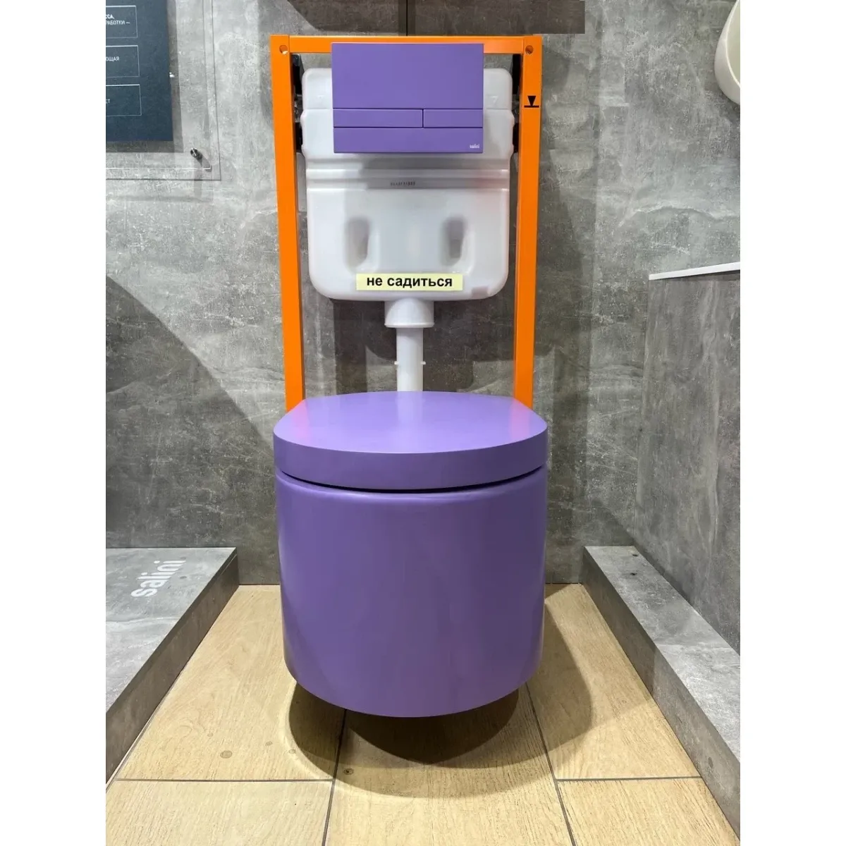 Унитаз подвесной Salini S-Stone Gemelli 240121KSMF4005 безободковый, с сиденьем микролифт, сине-сиреневый матовый