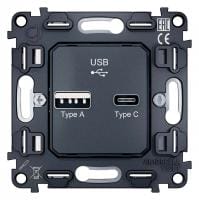 Механизм розетки 2хUSB type A и C Ambrella Volt QUANT VM177