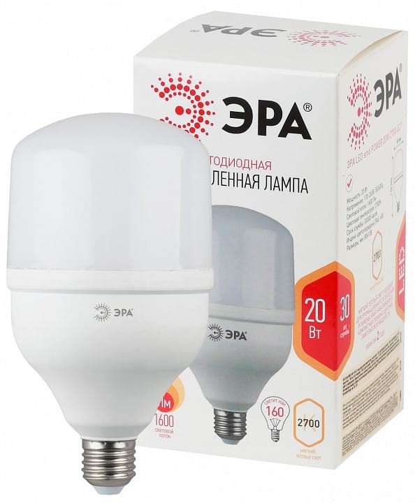 Лампа светодиодная Эра Стандарт E27 20Вт 2700K LED POWER T80-20W-2700-E27