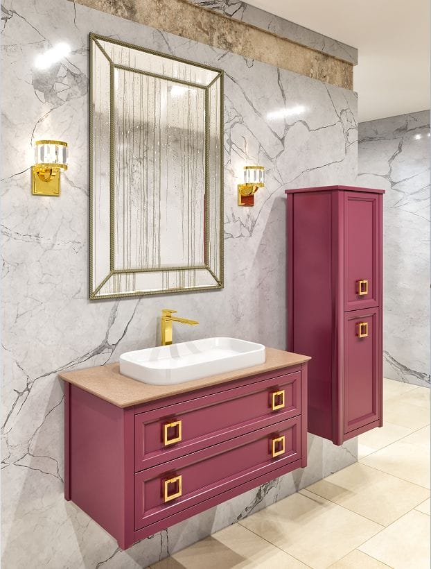 Тумба с раковиной Bagno Piu Vintage 96 матовый орхидея