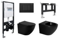 Комплект унитаза и биде Abber AC1100MB-AC0105-AC0120MB-AC1150MB-AC0101P с инсталляцией черный матовый