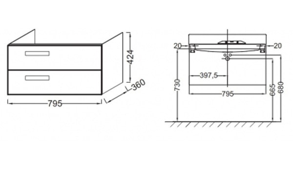 Тумба под раковину Jacob Delafon Rythmik EB1302-G1C Белый Блестящий Лак