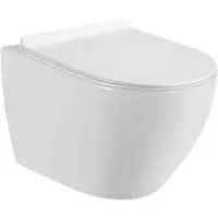 Унитаз подвесной CeramaLux 2197 безободковый, с сиденьем микролифт, белый