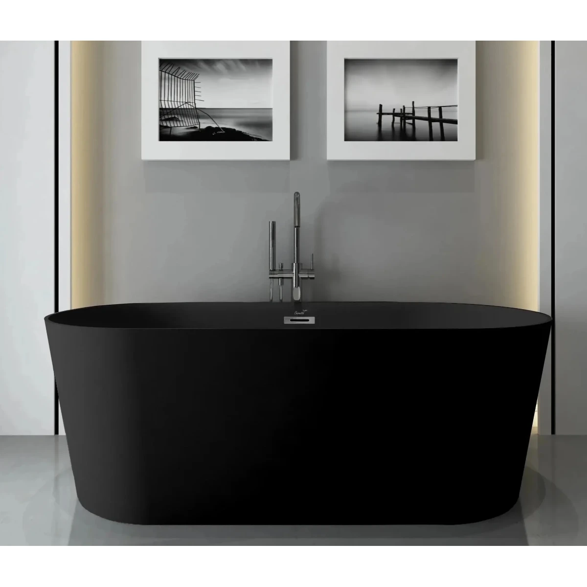Акриловая ванна Ceruttispa Resia CT9905 168x73 см, отдельностоящая, черный матовый