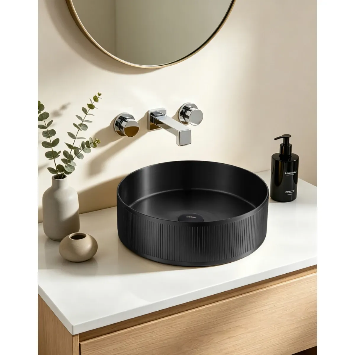 Раковина-чаша Abber Wasser Kreis AF2411MB 40,2x40,2 см, накладная, черный матовый