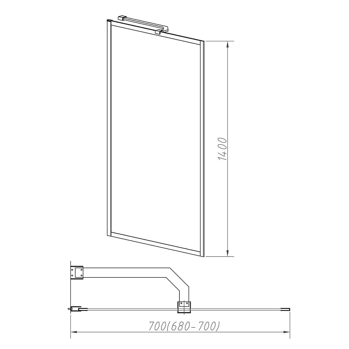Шторка для ванны Vincea 70 VSB-41700CLB черный
