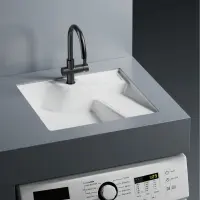 Раковина Abber Rechteck AC2224R 54,5x52 см R, над стиральной машиной, встраиваемая снизу, белый
