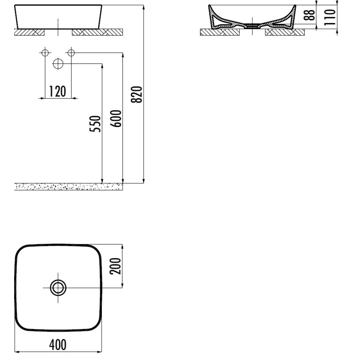 Раковина-чаша Creavit Ultra UL040-00SM00E-0000 40x40 см, накладная, черный матовый