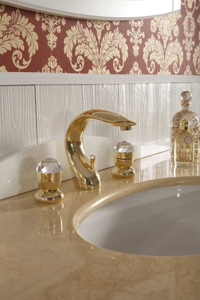 Тумба с раковиной Bagno Piu Poesia 130 белый матовый/золото
