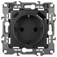 Розетка с заземлением и со шторкой и 2хUSB, без рамки Эра Эра 12 12-4108-12
