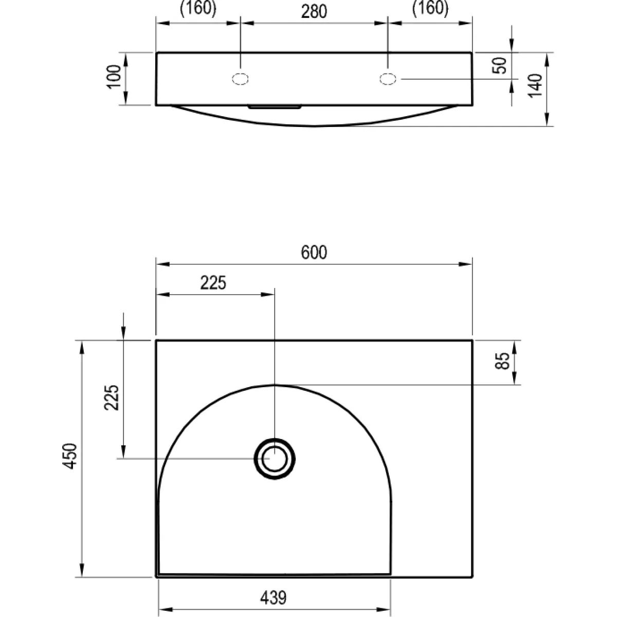Раковина Ravak Lite XJXP1360000 60x45 см R, накладная, подвесная, белый