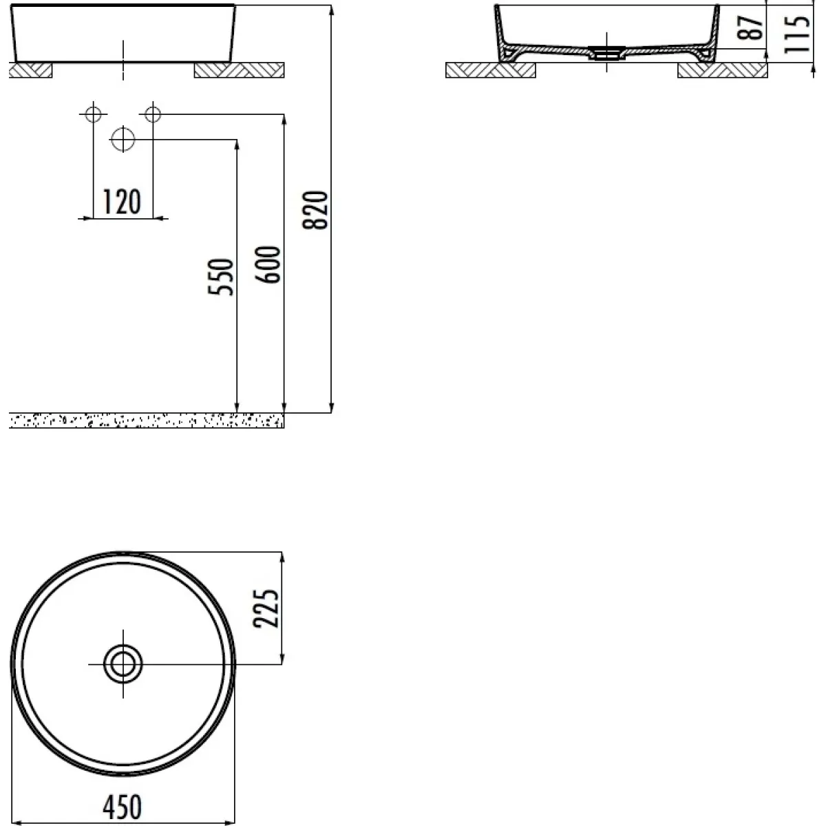 Раковина-чаша Creavit Loop LP145-00CM00E-0000 45x45 см, накладная, капучино матовый
