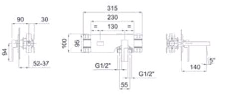 Встроенный смеситель для раковины Fantini AR/38 (Plano) 38023310S без ручки хром