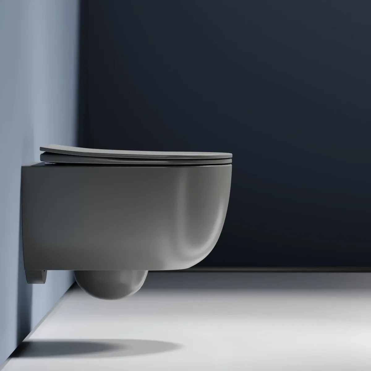 Унитаз подвесной Ceramica Nova Modena CN6063MH безободковый, с сиденьем микролифт, антрацит матовый